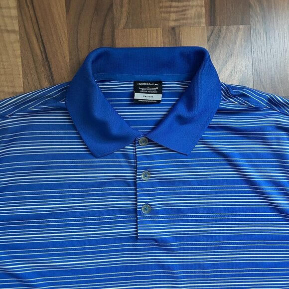 Nike Men's Blue and White Dri-Fit Golf Polo Size Large - Picture 3 of 5